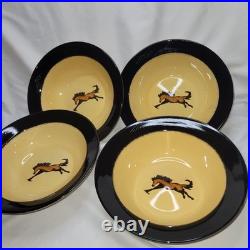 Set of 4 Brushwerks By Big Sky Carvers Wild Horses Stoneware Bowls 9