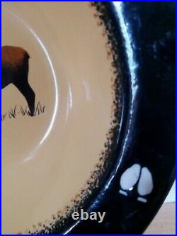 Set of 5 Big Sky Carvers Stoneware Brushwerks Moose Wide Rim Soup /Serving Bowl