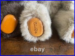 Signed 2 Rare Big Sky Carvers Bearfoots Plush Teddy Bears Wooden Face & Paws