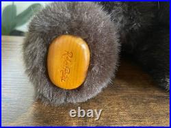 Signed 2 Rare Big Sky Carvers Bearfoots Plush Teddy Bears Wooden Face & Paws