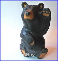 Signed Bsc Big Sky Carvers Wood Bear Waving Sculpture 12 1/2 Tall