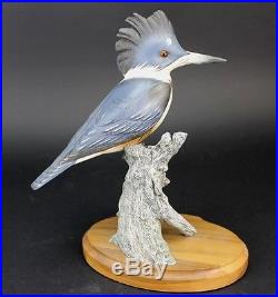 Signed Master Angler Bob Guge Big Sky Carvers Wood Painted Kingfisher Sculpture