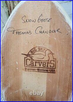 Snow Goose Wood Decoy Big Sky Carvers Thomas Chandler Signed Decorative