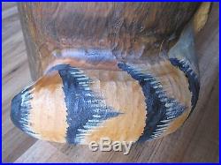 Solid Wood Carving Big Sky Carvers RARE Raccoon in Log12Painted details 1996yr