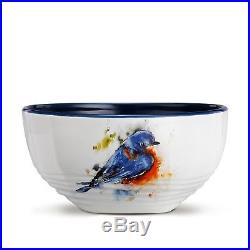 Springtime Bluebird Stoneware Soup Bowl. Big Sky carvers Dean Crouser Collection