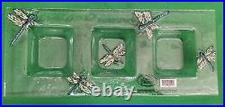 TRIFIC'S SALE Glass Dragonfly Divided Tray Big Sky Carvers Retired 2004 MINT