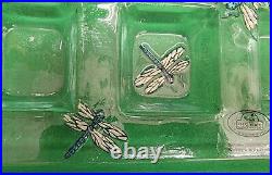 TRIFIC'S SALE Glass Dragonfly Divided Tray Big Sky Carvers Retired 2004 MINT