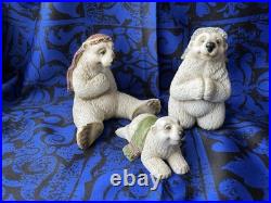 Trio of Big Sky Carvers Polartivity Bear Figurines, Phyllis Driscoll, Xmas