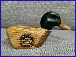 Two Vintage Hand Carved Wooden Duck Decoys Oscar M. Cortez & Big Sky Carvers