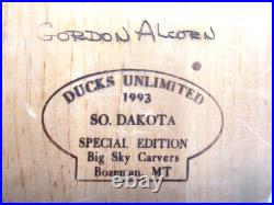 VINTAGE BIG SKY CARVERS Redhead Duck 1993 Signed Alcorn, Ducks Unlimited