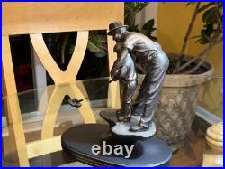 VINTAGE Big Sky Carvers Father helping son withhis golf swing SCULPTURE Bronze fin