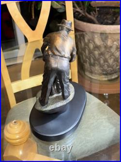 VINTAGE Big Sky Carvers Father helping son withhis golf swing SCULPTURE Bronze fin