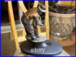 VINTAGE Big Sky Carvers Father helping son withhis golf swing SCULPTURE Bronze fin