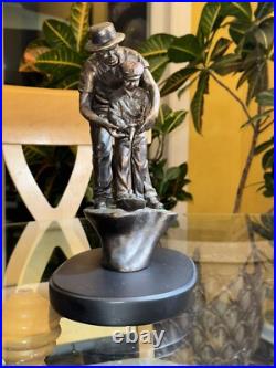VINTAGE Big Sky Carvers Father helping son withhis golf swing SCULPTURE Bronze fin