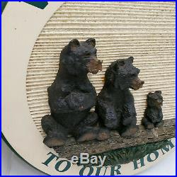 VINTGE Big Sky Carvers Sign Family Bear 3D Plaque Signed Welcome To Our Home 17