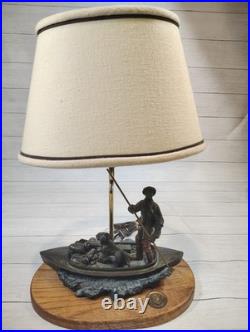 VTG, Ducks Unlimited, Big Sky Carvers, Table Lamp With Shade, Man & Dog, Fishing