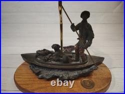 VTG, Ducks Unlimited, Big Sky Carvers, Table Lamp With Shade, Man & Dog, Fishing