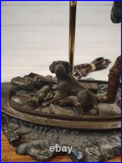 VTG, Ducks Unlimited, Big Sky Carvers, Table Lamp With Shade, Man & Dog, Fishing