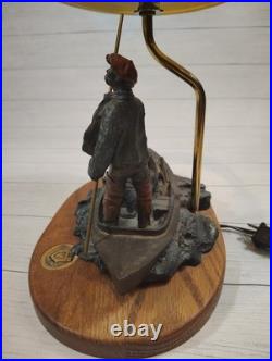 VTG, Ducks Unlimited, Big Sky Carvers, Table Lamp With Shade, Man & Dog, Fishing