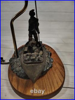 VTG, Ducks Unlimited, Big Sky Carvers, Table Lamp With Shade, Man & Dog, Fishing