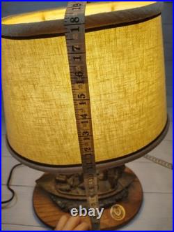 VTG, Ducks Unlimited, Big Sky Carvers, Table Lamp With Shade, Man & Dog, Fishing