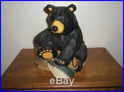 Very Rare Large Big Sky Carvers Bearfoots Bear & Fish Bradley Table Top Cute