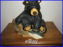 Very Rare Large Big Sky Carvers Bearfoots Bear & Fish Bradley Table Top Cute