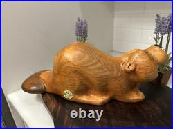 Vintage 1990's Large Big Sky Carvers Carved Beaver Sculpture Light Wood 15 x 5