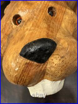 Vintage 1990's Large Big Sky Carvers Carved Beaver Sculpture Light Wood 15 x 5