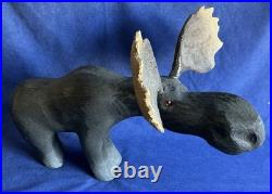Vintage 1996 Big Sky Carvers Montana 17 Wood Bull Moose Rustic Cabin Ski Decor