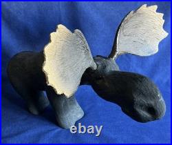 Vintage 1996 Big Sky Carvers Montana 17 Wood Bull Moose Rustic Cabin Ski Decor