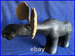 Vintage 1996 Big Sky Carvers Montana 17 Wood Bull Moose Rustic Cabin Ski Decor
