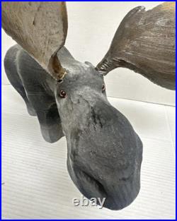 Vintage 1996 Big Sky Carvers Montana 17 Wood Bull Moose Rustic Cabin Ski Decor