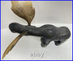 Vintage 1996 Big Sky Carvers Montana 17 Wood Bull Moose Rustic Cabin Ski Decor