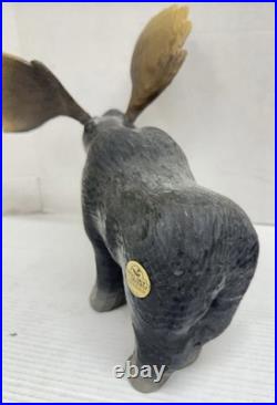 Vintage 1996 Big Sky Carvers Montana 17 Wood Bull Moose Rustic Cabin Ski Decor