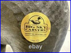 Vintage 1996 Big Sky Carvers Montana 17 Wood Bull Moose Rustic Cabin Ski Decor