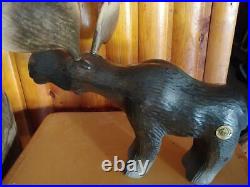 Vintage 1996 Big Sky Carvers Pine Wood Carved Morton Moose Statue Sculpture