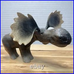 Vintage 1996 Big Sky Carvers Wood Moose Figure Jeff Fleming Hand Carved Montana