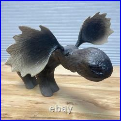 Vintage 1996 Big Sky Carvers Wood Moose Figure Jeff Fleming Hand Carved Montana