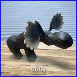 Vintage 1996 Big Sky Carvers Wood Moose Figure Jeff Fleming Hand Carved Montana