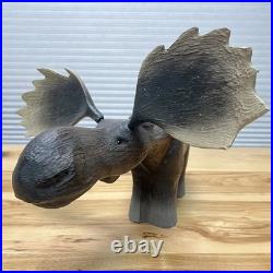 Vintage 1996 Big Sky Carvers Wood Moose Figure Jeff Fleming Hand Carved Montana