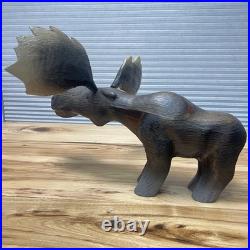 Vintage 1996 Big Sky Carvers Wood Moose Figure Jeff Fleming Hand Carved Montana