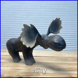 Vintage 1996 Big Sky Carvers Wood Moose Figure Jeff Fleming Hand Carved Montana