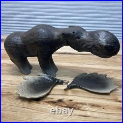 Vintage 1996 Big Sky Carvers Wood Moose Figure Jeff Fleming Hand Carved Montana