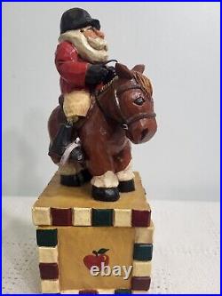 Vintage 1998 Big Sky Carver Santa Claus Equestrian Horse Trinket Box Blue Ribbon