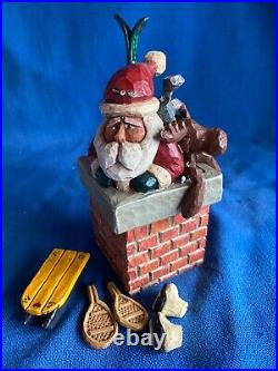 Vintage 1998 Big Sky Carvers Santa Clausits Cyndi Joslyn Chimney Curio Box Fig