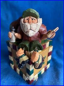 Vintage 1998 Big Sky Carvers Santa Clausits Cyndi Joslyn Hiker Curio Box Figure