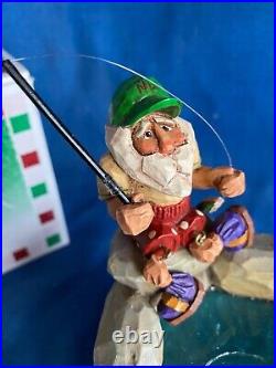 Vintage 1998 Big Sky Carvers Santa Clausits Cyndi Joslyn Pond Fishing Curio Box