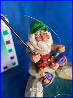 Vintage 1998 Big Sky Carvers Santa Clausits Cyndi Joslyn Pond Fishing Curio Box