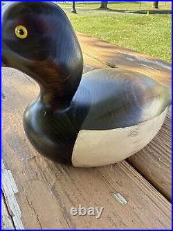 Vintage 1999 Ducks Unlimited Wood Carved Duck Bluebill Big Sky Carvers